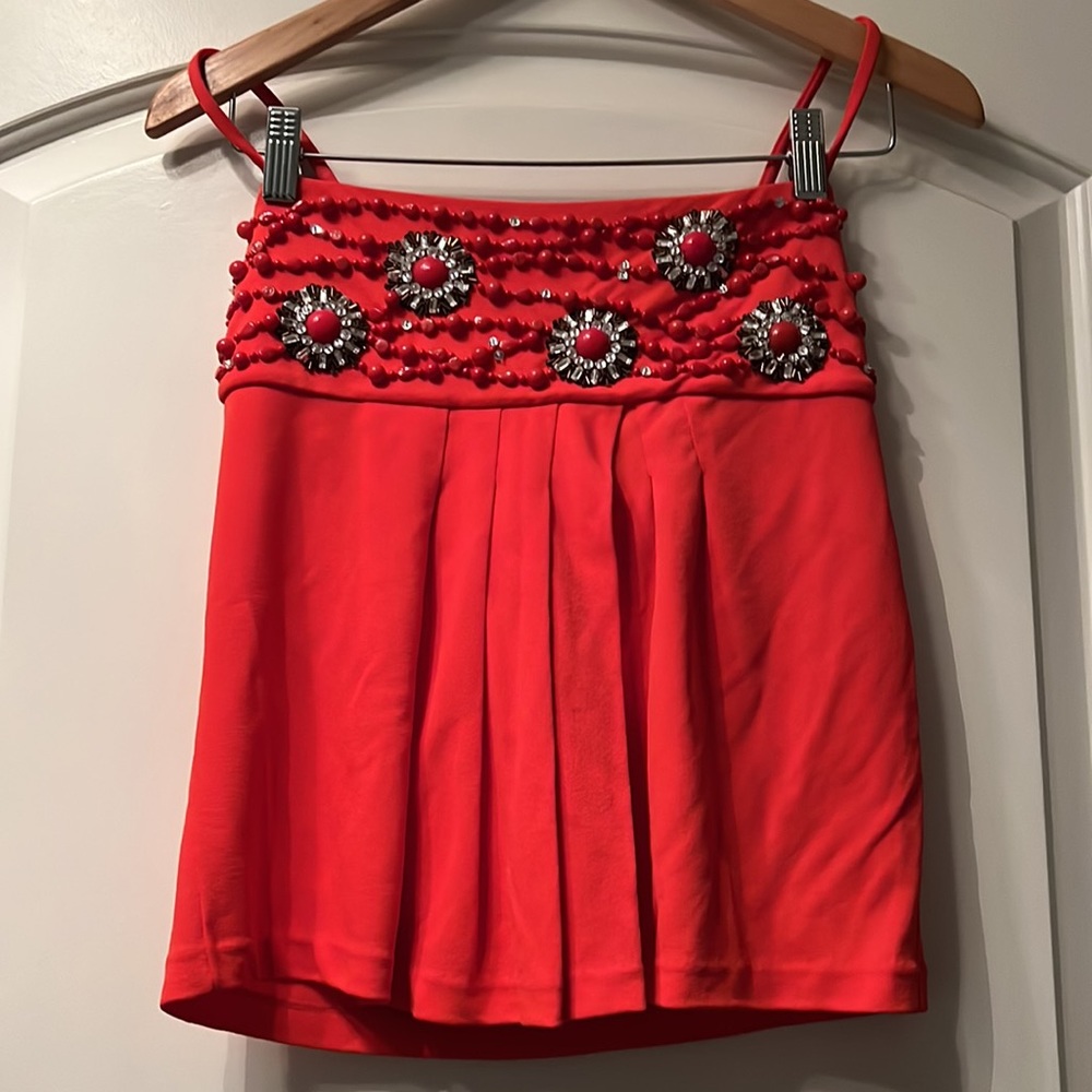 Valentino   Authentic Top ,sequins, beaded, great condition, deep orange